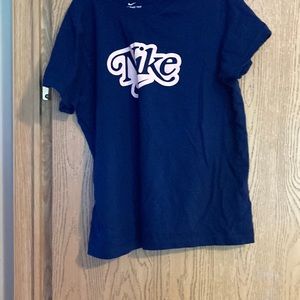 EUC blue Nike tee with light pink logo, Size L in kids
